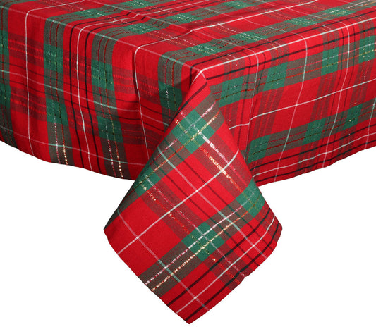 Kim Seybert Tablecloth: Xmas Plaid in Red, Green & Gold