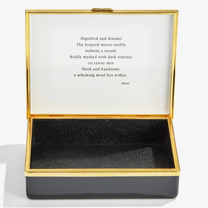 Halcyon Days Enamel Box - Twin Leopard with Leather Insert