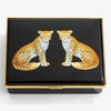 Halcyon Days Enamel Box - Twin Leopard with Leather Insert