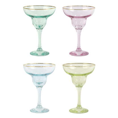 Vietri Rainbow Assorted Margarita Glasses - Set of 4