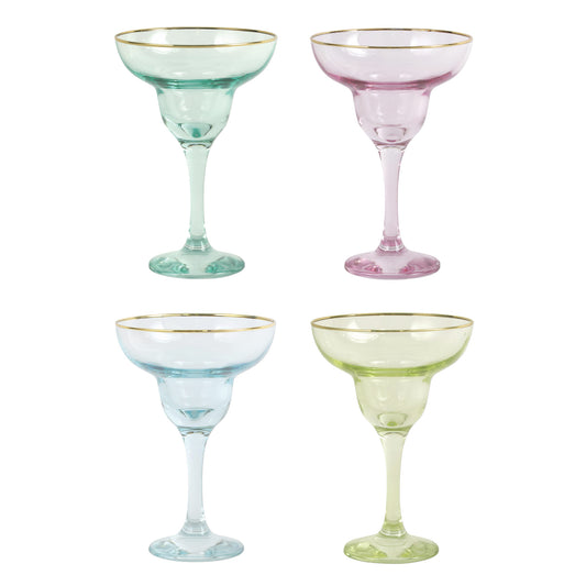Vietri Rainbow Assorted Margarita Glasses - Set of 4