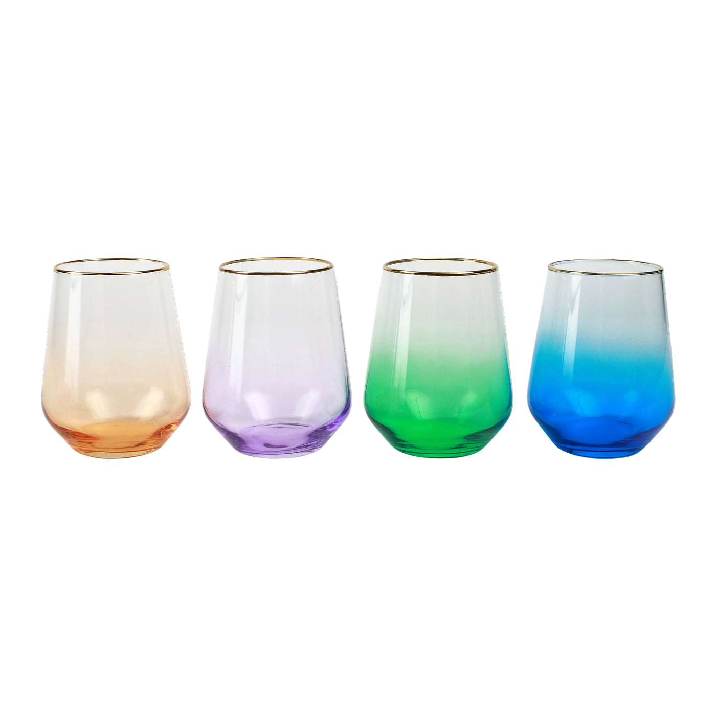 Vietri Rainbow Assorted Stemless Wine Glasses (Set of 4)