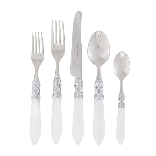 Vietri Flatware: Aladdin Brilliant 5 Piece Place Setting - White