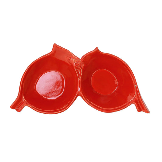 Vietri Lastra Holiday - Figural Red Bird - Two Part Server