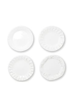 Vietri Incanto Stone Assorted Canape Plates - White, Set of 4