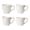 Vietri Incanto Stone Stripe Assorted Cups - White, Set of 4