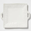 Vietri Incanto Stone Stripe Square Handled Platter - White