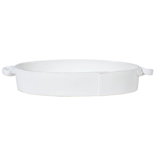 Vietri Lastra White - Handled Baker Oval