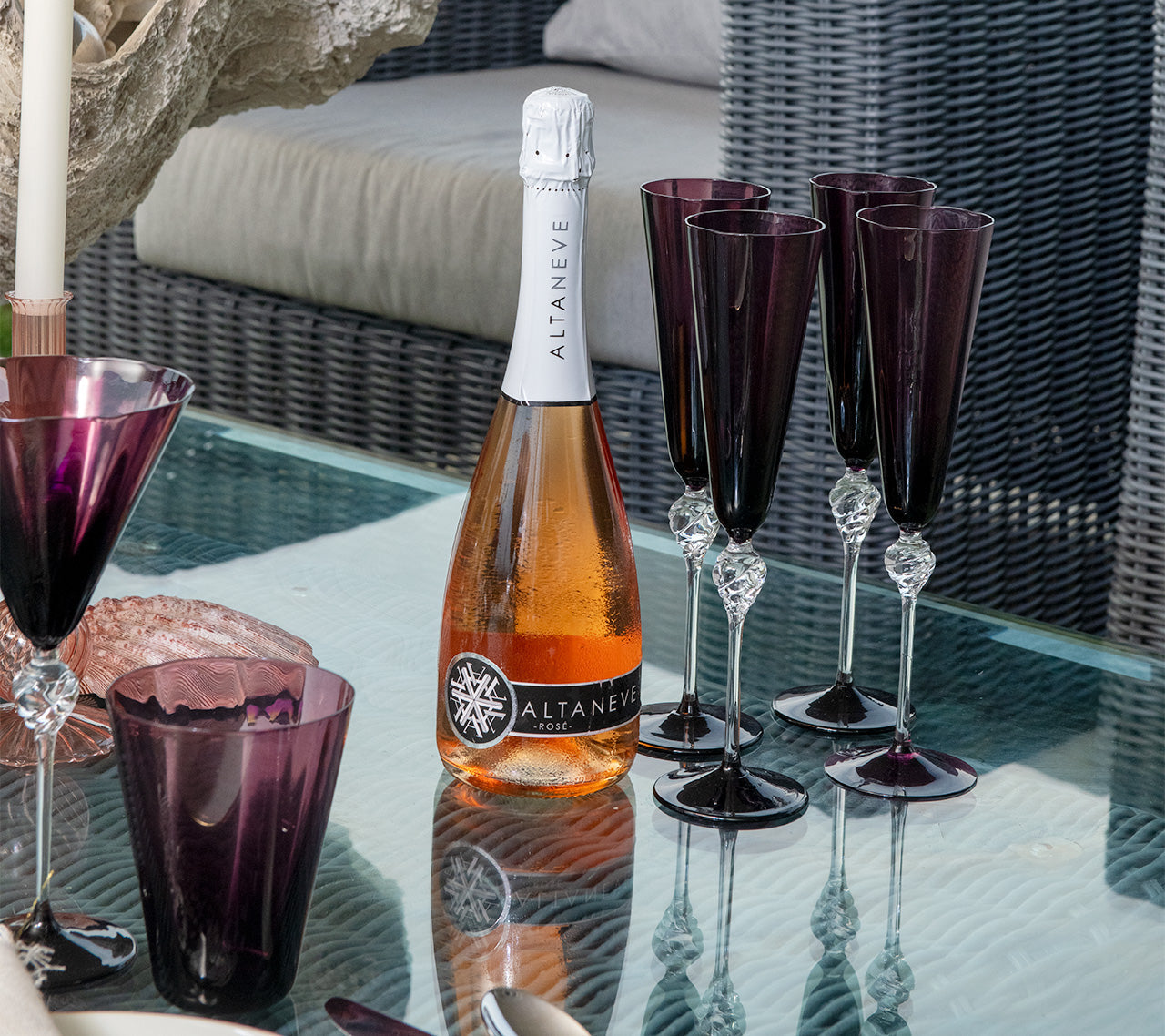 Kim Seybert Glass: Daphne Flute in Amethyst, Set of 4