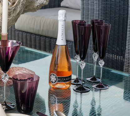 Kim Seybert Glass: Daphne Flute in Amethyst, Set of 4