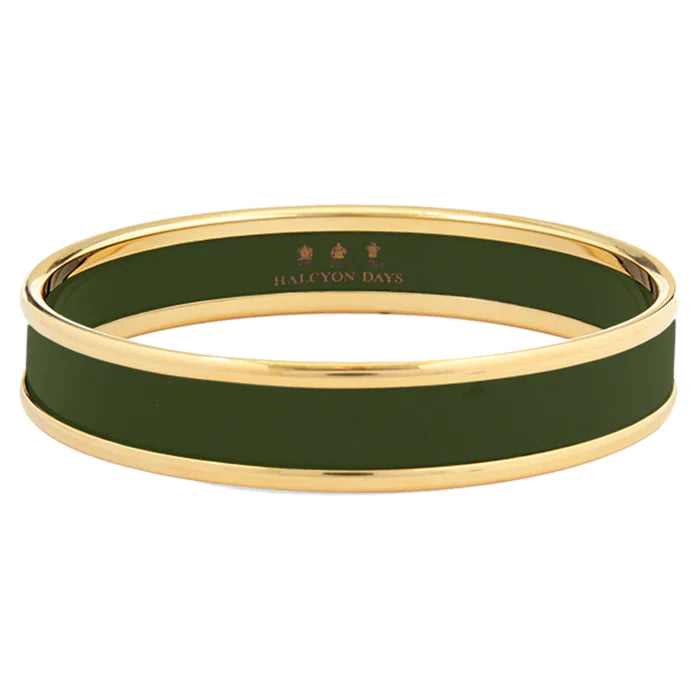 Halcyon Days Bangle - Enamel - Green & Gold - Medium