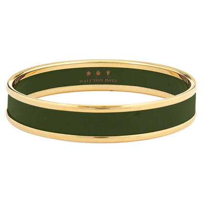 Halcyon Days Bangle - Enamel - Green & Gold - Medium