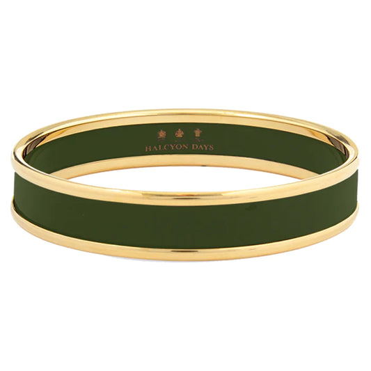 Halcyon Days Bangle - Enamel - Green & Gold - Medium