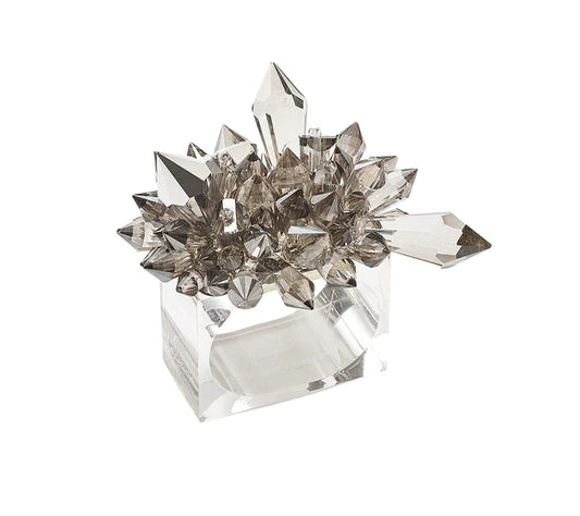 Kim Seybert Napkin Rings: BACCARAT Zénith in Smoke, Set of 4