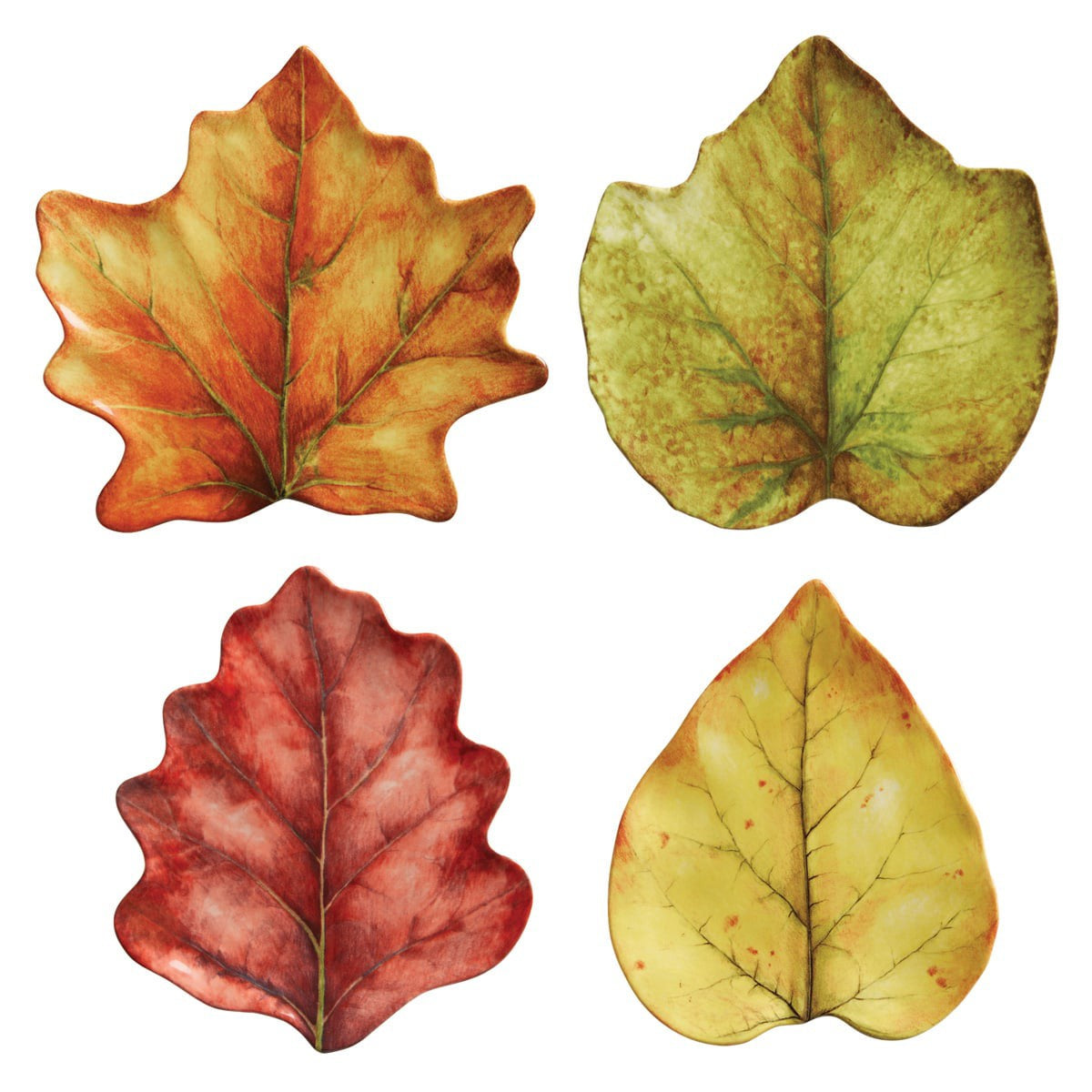 Juliska Forest Walk Leaf - Party Plates, Assorted Set/4