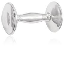 Cunill Plain Sterling Silver Baby Barbell Rattle