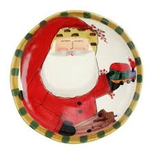 Vietri Old St. Nick Shallow Bowl Round - w/Train
