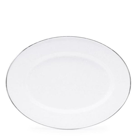 Golden Rabbit Solid White Oval Platter