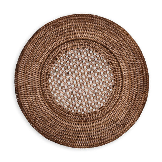 Caspari Charger: Rattan Round - Dark Natural