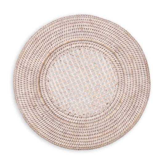 Caspari Charger: Rattan Round - White Natural