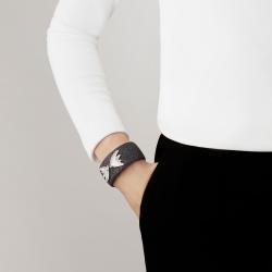 Lalique Bracelet - Hirondelles Stingray Bangle - Clear/Black