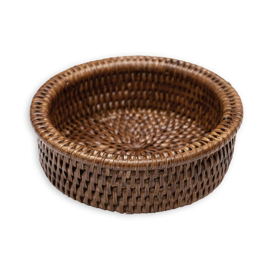 Caspari Wine Bottle Coaster - Rattan - Dark Natural
