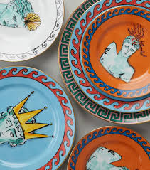 Ginori 1735 Il Viaggio Di Nettuno Dessert/Salad Plates - Set of 2 - Rock Orange