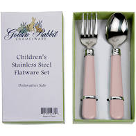 Golden Rabbit Pink Baby Flatware Set