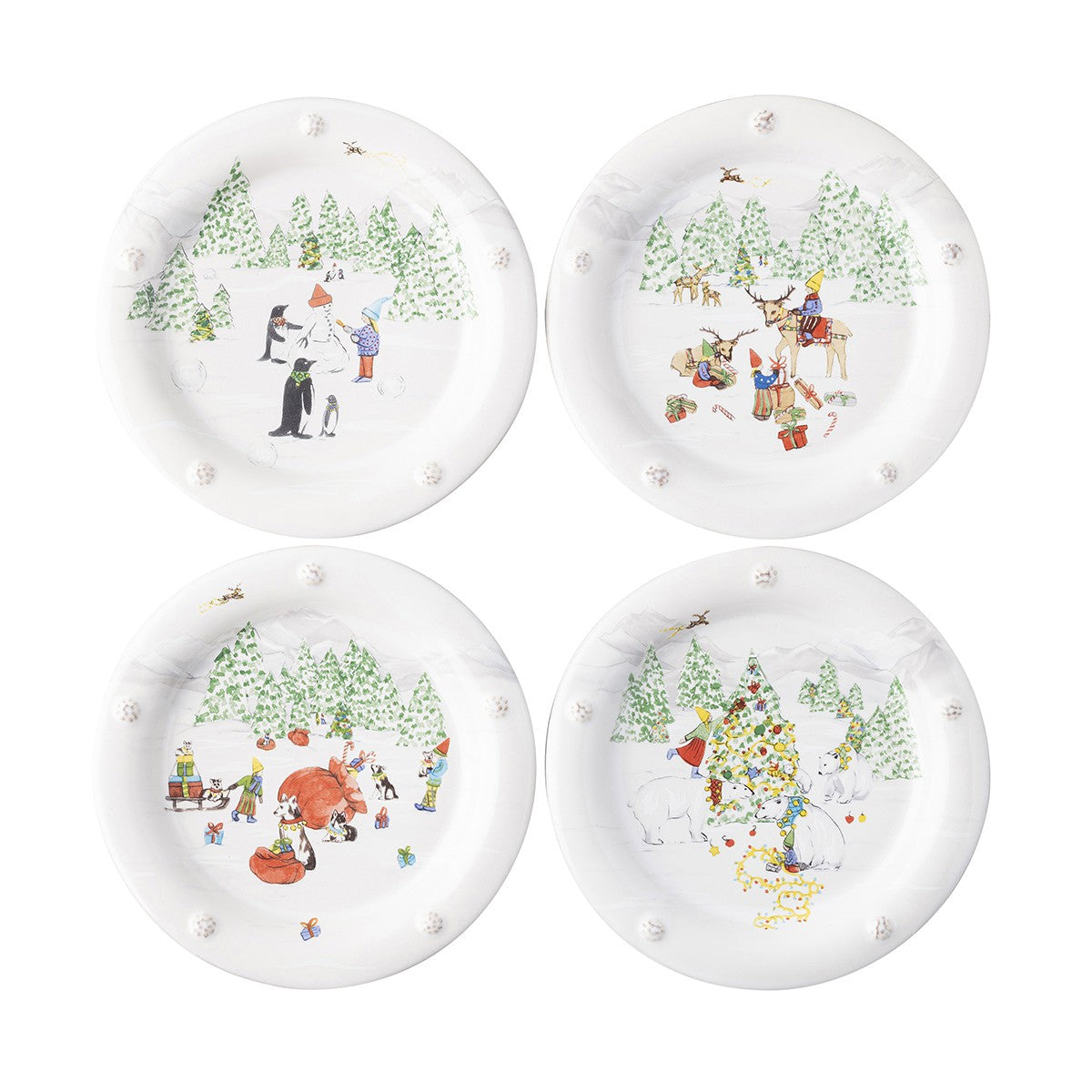 Juliska Berry & Thread North Pole - Assorted Cocktail Plates Set/4