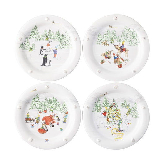 Juliska Berry & Thread North Pole - Assorted Cocktail Plates Set/4