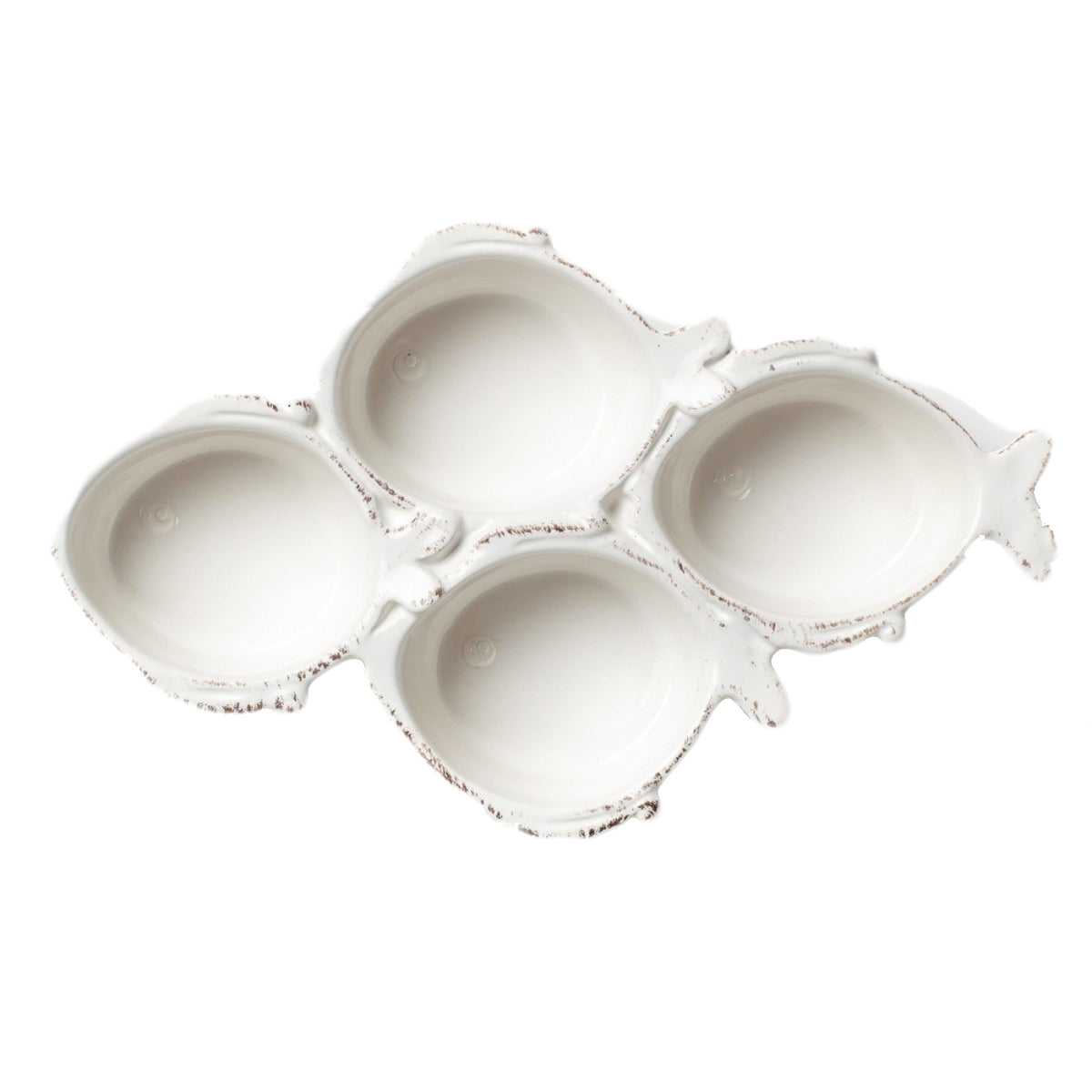 Vietri Lastra Fish White - Four Part Server