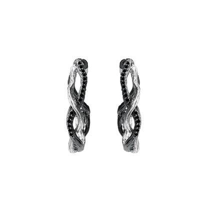 Michael Aram Wisteria Hoop Earrings with Diamonds & Black Rhodium