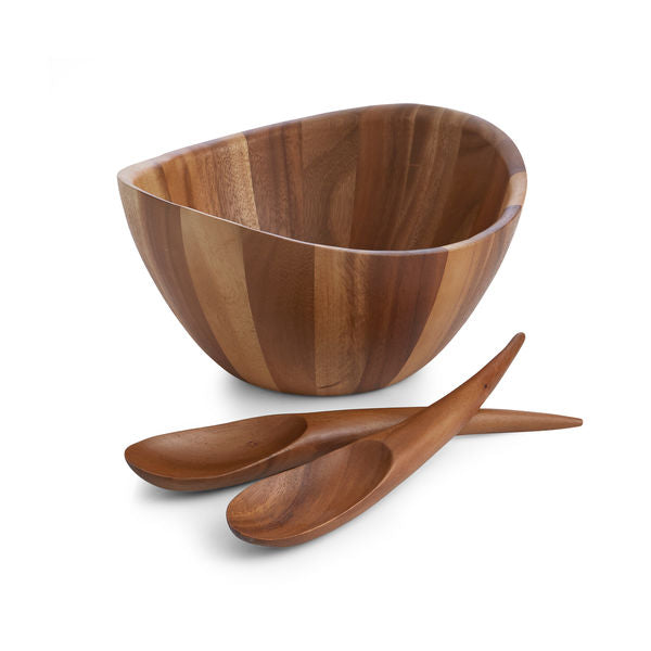 Nambe Harmony Salad Bowl With Servers