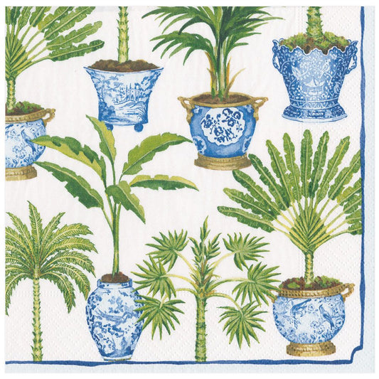 Caspari Dinner Napkins: Potted Palms
