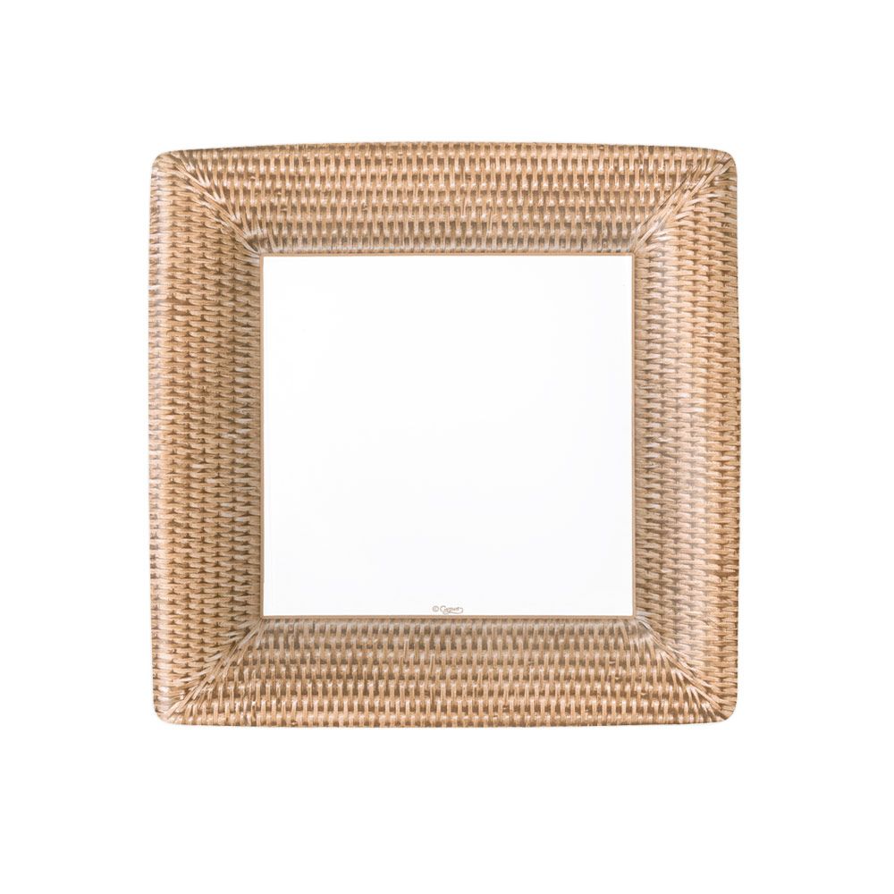 Caspari Salad/Dessert Plates: Rattan Border - Square