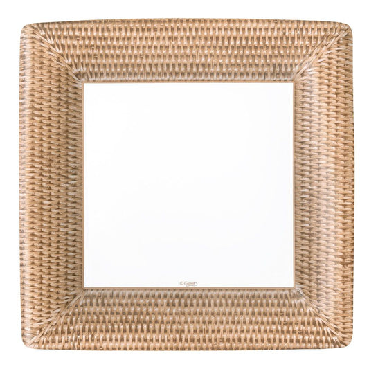 Caspari Dinner Plates: Rattan Border - Square