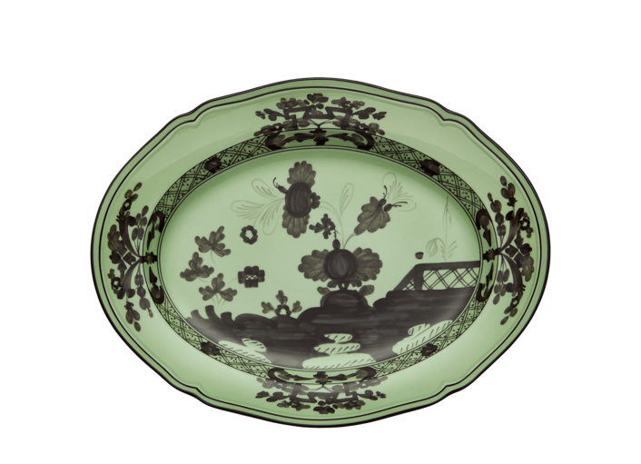 Ginori 1735 Oriente Italiano Oval Platter 15" - Bario (Light Green)
