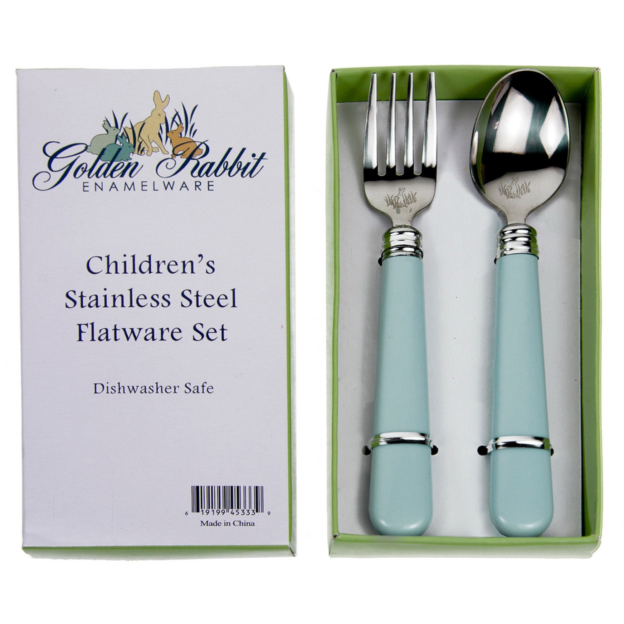 Golden Rabbit Robbin Egg Baby Blue Flatware Set