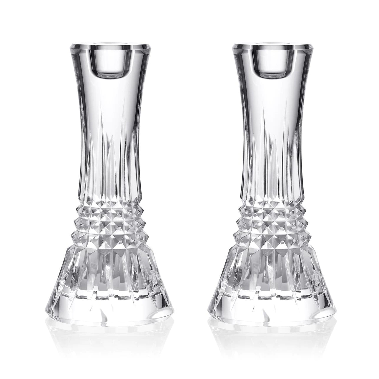 Waterford Lismore Diamond Candlestick 7in, Pair