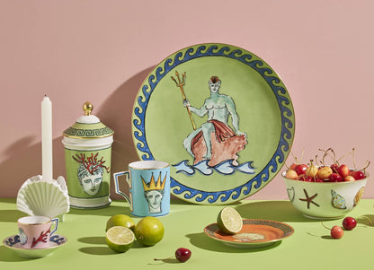 Ginori 1735 Il Viaggio Di Nettuno Centerpiece and Charger Plate - Moss Green