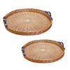 Two's Company Tray - Wicker Round - Large with Handles