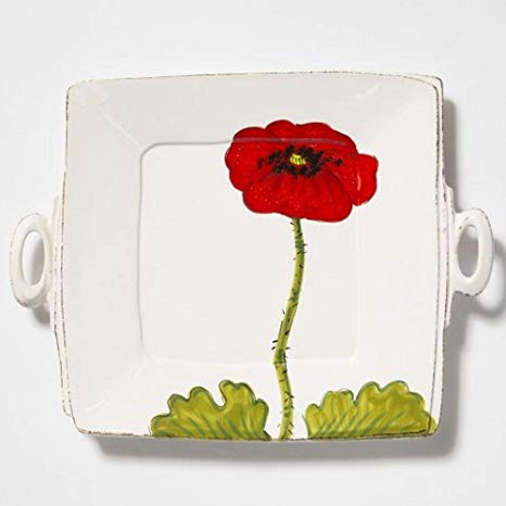 Vietri Lastra Poppy - Handled Platter Square