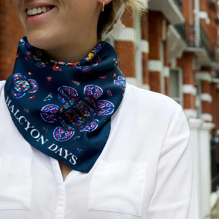 Halcyon Days Scarf - Navy Rose Window